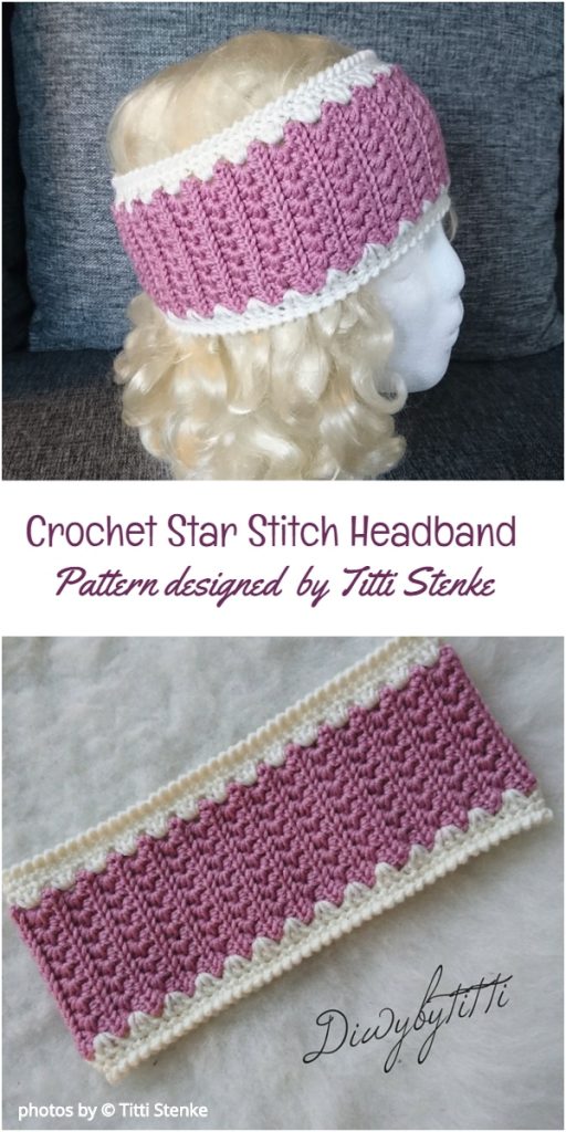 Crochet Star Stitch Headband Pattern Idea