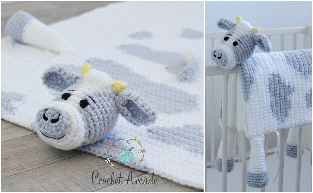 Cuddle and Play Cow Crochet Baby Blanket Idea