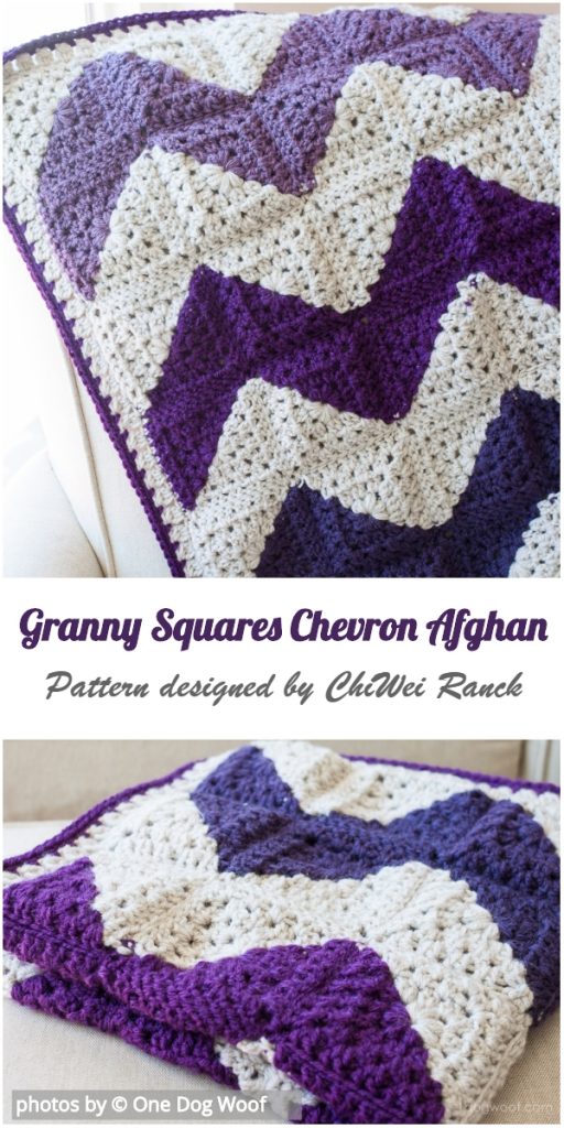 Crochet Granny Squares Chevron Afghan Idea