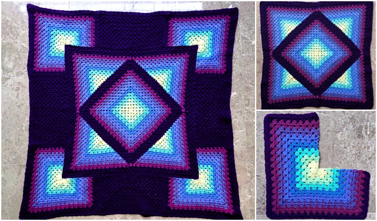 Crochet Squared Diamond Granny Throw Idea