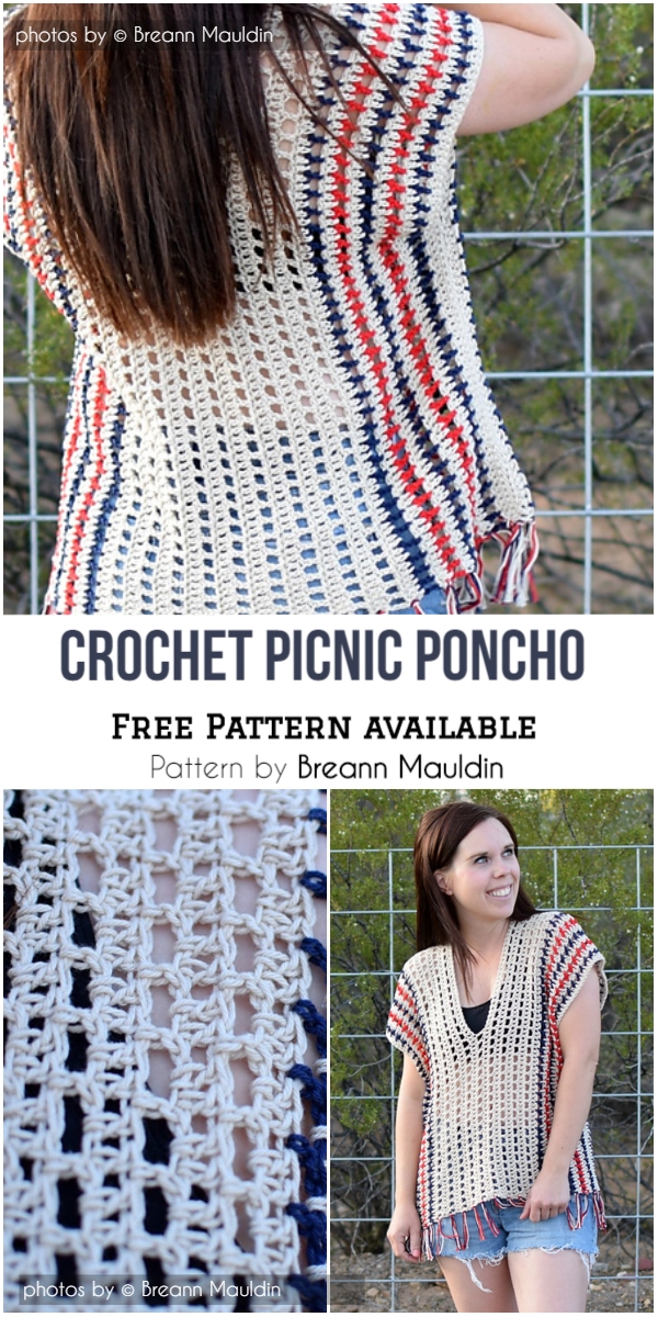 Summer Crochet Picnic Poncho Idea