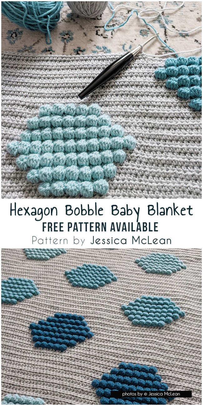 Hexagon Bobble Baby Blanket pattern by Jessica McLean